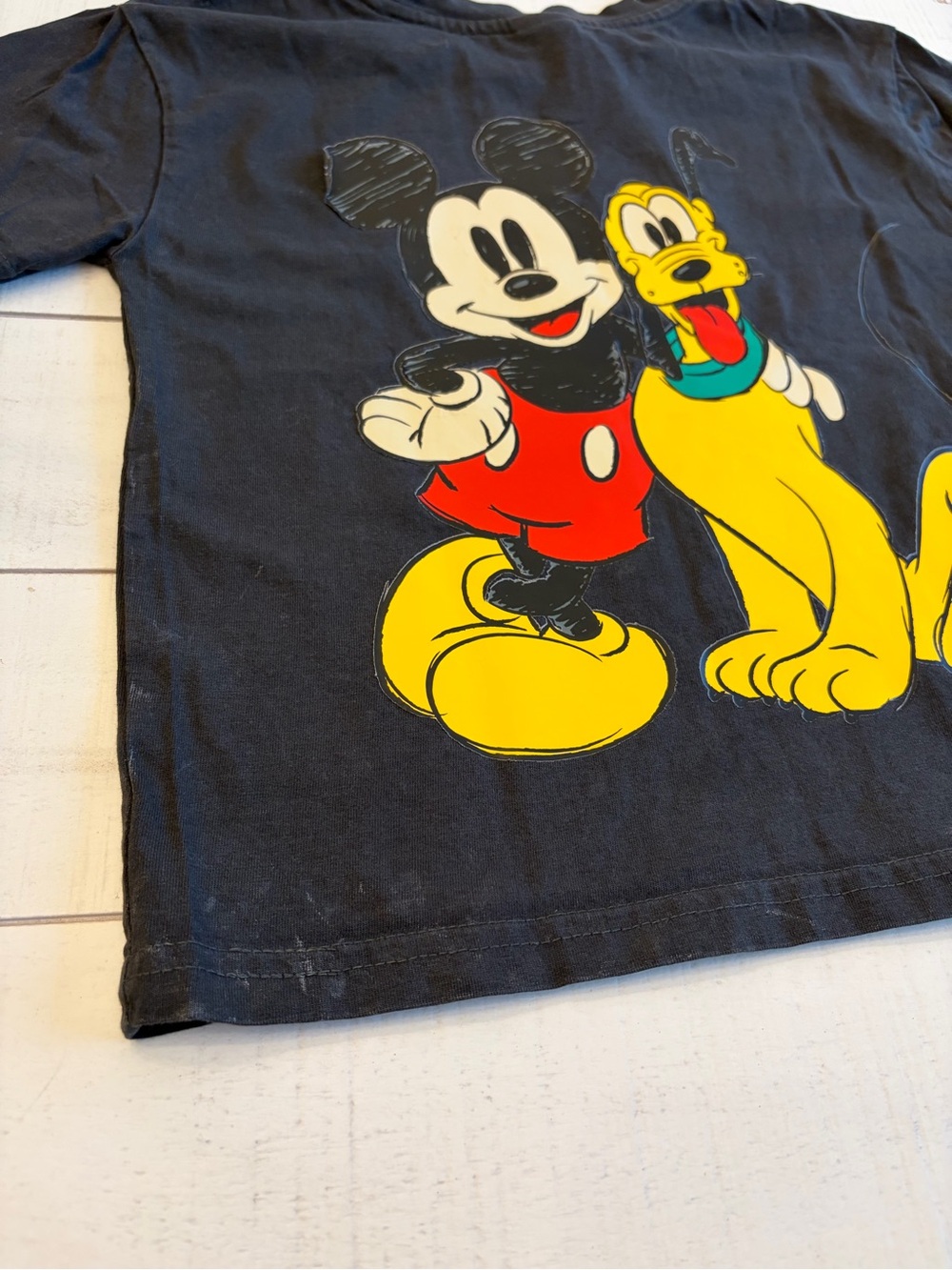 Disney Kids Black Wash 100% Cotton Mickey Mouse and Pluto Graphic T-shirt Boys 6 - Picture 12 of 13